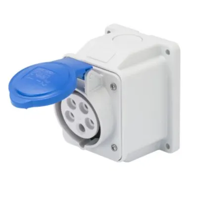 Priza industriala aparenta 10° - IP44 - 3P+E 32A 200-250V 50/60HZ - BLUE - 9H - Strangere cu surub