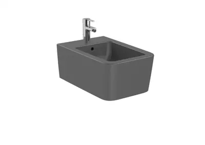 Bideu Roca Inspira Square A357535640, suspendat, cu orificiu pentru baterie standard, Antracit mat