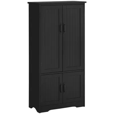 HOMCOM Buffet de bucătărie, armoarie de bucătărie contemporană, multi-spații de depozitare, 2 dulapuri, 3 rafturi, MDF, panouri de particule, negru | Aosom Romania
