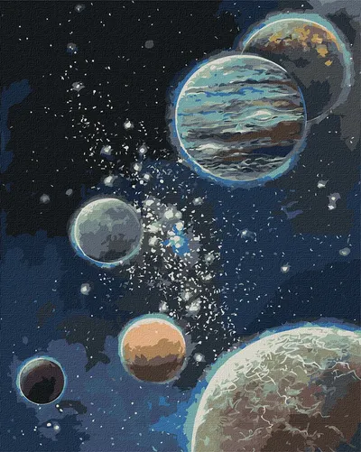 Set de pictură pe numere Ideyka - Spațiu necunoscut, 40 x 50 cm