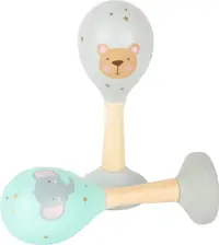 Maracas din lemn cu picior mic - culori pastelate, 2 bucăți