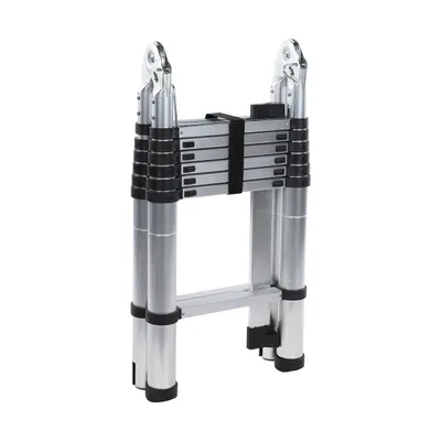 Scara telescopica dubla Detoolz, inaltime maxima 4.4m, 14 trepte, greutate maxima suportata 150 kg