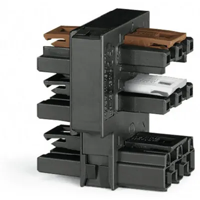 Distribution connector for switches; Single-pole and throttle two-way circuit; 3-pole; Cod. A/S; 1 input; 5 outputs; black
