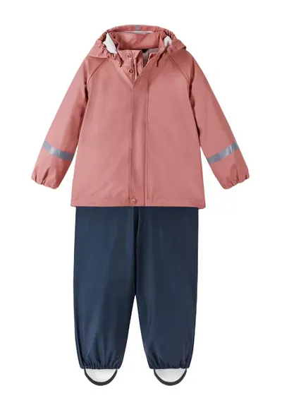 Compleu copii de ploaie - Material impermeabil - Roz/Bleumarin