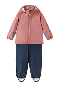 Compleu copii de ploaie - Material impermeabil - Roz/Bleumarin
