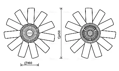 Cupla ventilator radiator (cu ventilator, numar lame: 11) potrivit RVI MASCOTT 8140.43.B.3586-ZD3A604 01.99-12.10