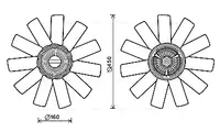 Cupla ventilator radiator (cu ventilator, numar lame: 11) potrivit RVI MASCOTT 8140.43.B.3586-ZD3A604 01.99-12.10