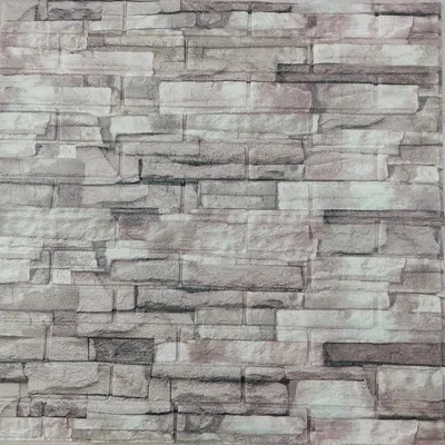 Tapet Caramida 3D Decorativa Gri cu Roz Piatră Naturala 3D Efect Zidarie