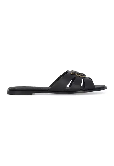 Papuci din piele Milly - Auriu/Negru