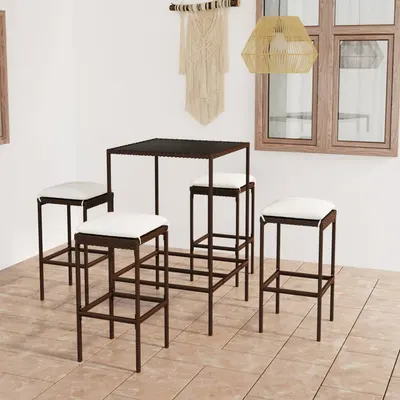 Gossi set mobilier bar de gradina cu perne, 5 piese, maro, poliratan