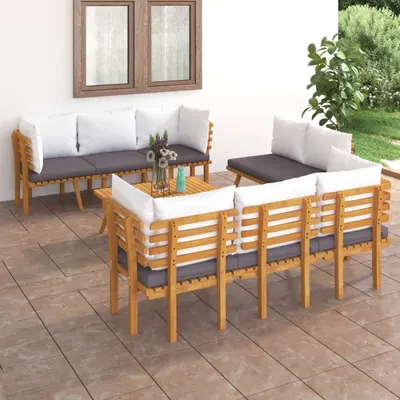Gossi set mobilier de gradina cu perne, 8 piese, lemn masiv de acacia