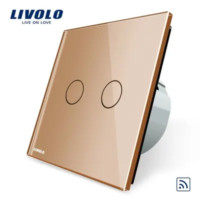 Intrerupator dublu wireless RF Auriu