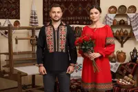 Set Cuplu Traditional 78 Camasa Traditionala si Rochie cu motive traditionale