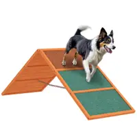 PawHut Rampă pentru Agilitate câini, pliabilă, înălțime reglabilă, antiderapantă, molid, până la 40 kg, 173 x 59 x 66 cm, Portocaliu/Verde | Aosom Romania