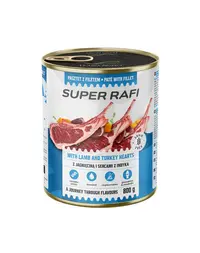 Hrană umedă câini pate RAFI Super 800 g miel și inimi de curcan