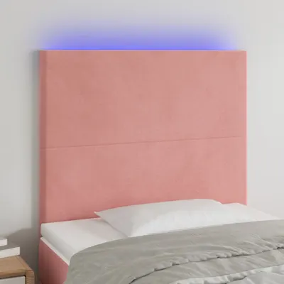vidaXL Tăblie de pat cu LED, roz, 100x5x118/128 cm, catifea