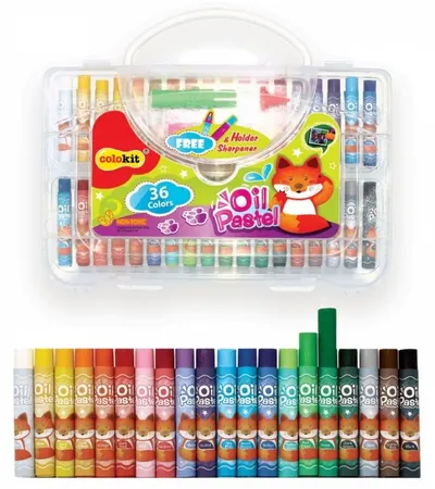 Pasteluri uleioase Colokit - 36 de culori, cu ascuțitoare și suport, sortiment