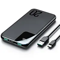 Baterie externa portabila Joyroom JR-QP190 Mini 10000 mAh, 20W, 4 Porturi, Display LED, Cablu USB-C inclus, Negru