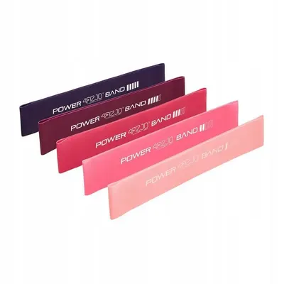 Set de 5 benzi elastice pentru exerciții MINI POWER BAND 4FIZJO roz