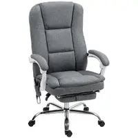 HOMCOM Scaun de Birou Masaj cu 6 Puncte, Încălzire și Suport pentru Picioare, Scaun Ergonomic Rabatabil Rotativ din Stofă Tip In Respirabil cu Telecomandă și Înălțime Reglabilă, Gri | Aosom Romania