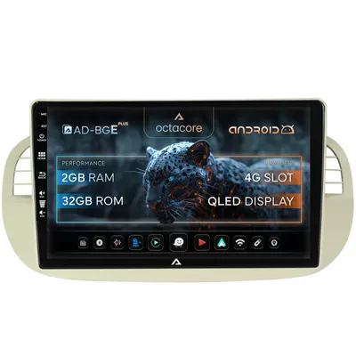 Navigatie Fiat 500 (2007-2014), Android, E-Octacore 2GB RAM + 32GB ROM, 9 Inch - AD-BGE9002+AD-BGRKIT362V2