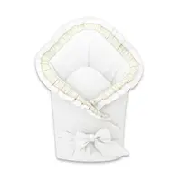 Paturica de infasat MimiNu cu volanase si dantela 75x75 cm White