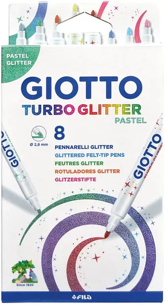 Pixuri cu pâslă Giotto Turbo Pastel - Cu efect de brocart, 8 culori