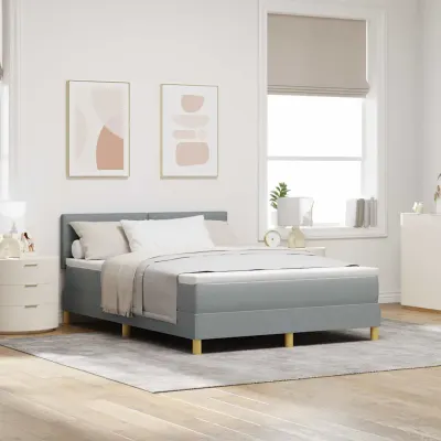 vidaXL Pat cu arcuri cu pernă Manual Gri deschis 160 x 200 cm țesătură