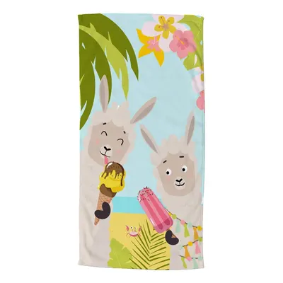 Prosop de plajă din catifea pentru copii 75x150 cm Happy lamas – Good Morning