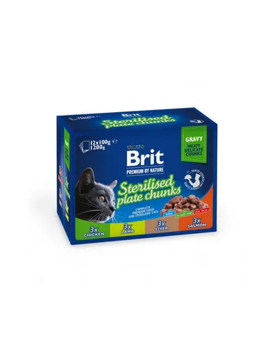 BRIT PREMIUM Pouch Sterile Plate 12x100g Plicuri hrana umeda pisici sterilizate