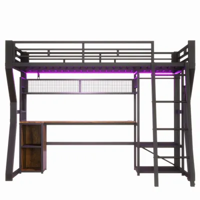 Pat loft pentru saltea 90×200 cm, Negru | Aosom Romania