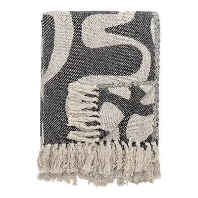 Pătură neagră/bej din bumbac reciclat 130x160 cm Salobre – Bloomingville
