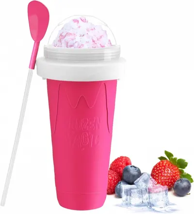 Pahar pentru Facut Slushy, MilkShake si Suc Inghetat - Roz