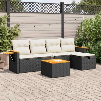 Gossi set mobilier de gradina cu perne, 6 piese, negru, poliratan