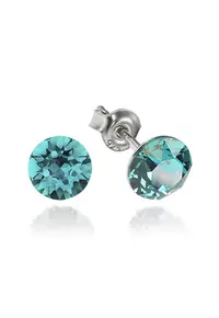 Cercei Argint 925 placat cu rodiu cu cristale Swarovski® Xirius 6mm - Albastru