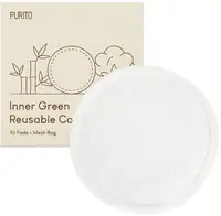 Purito Dischete de bumbac reutilizabile pentru curățarea feței Inner Green, 10 buc