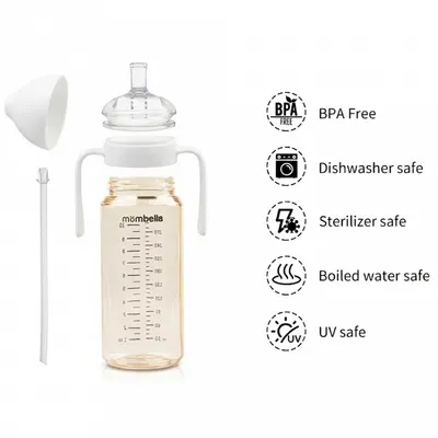 Maner ergonomic pentru biberon de tranzitie Mombella Classic Ivory