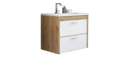Set Mobilier Baie Ibz Masca si Lavoar , Alb/bej, 60 Cm