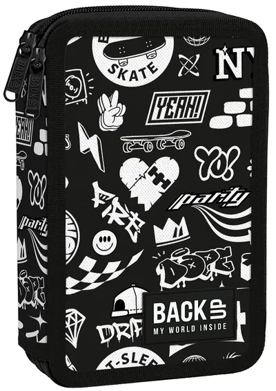 Penar cu rechizite BackUp DW - Skate, cu 2 fermoare