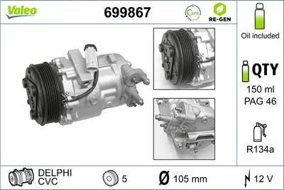 Compresor climatizare (reconditonat) potrivit OPEL AGILA A, COMBO TOUR, COMBO MINIVAN, CORSA C, CORSA C HATCHBACK, MERIVA A, TIGRA; SUZUKI IGNIS II, SPLASH 1.3 1.3D 1.5 06.03