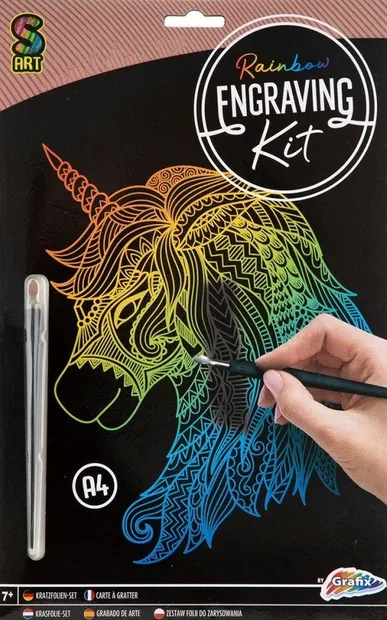 Kit de răzuit Grafix - unicorn, A4