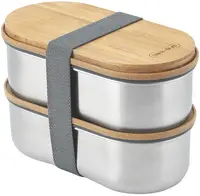 Cutie pentru alimente Black+Blum Bento, oțel și silicon, 2 x 500 ml