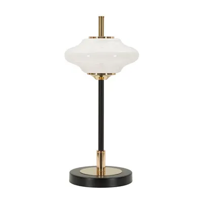 Veioză albă-neagră cu abajur din sticlă (înălțime 46 cm) Vintage – Mauro Ferretti