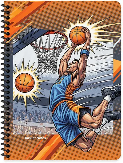 Caiet cu spirală Keskin Color Basketball - B5, 80 de foi, sortiment