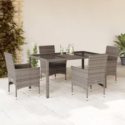Gossi set mobilier de gradina cu perne 5 piese gri poliratan & sticla