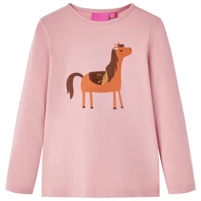 Tricou pentru copii cu mâneci lungi, roz deschis, 116