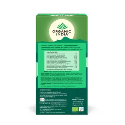 Ceai Tulsi Focus, Amestec Adaptogen pentru Concentrare si Sprijin Cognitiv, 25pl | Organic India