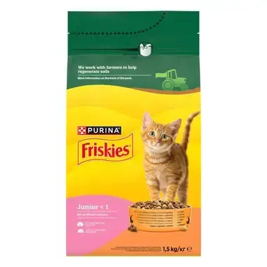 Hrana uscata pentru pisici Friskies Junior cu pui legume 1,5 kg