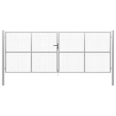 vidaXL Poartă de grădină din oțel galvanizat, 400x150 cm, argintiu
