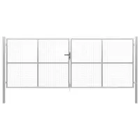 vidaXL Poartă de grădină din oțel galvanizat, 400x150 cm, argintiu